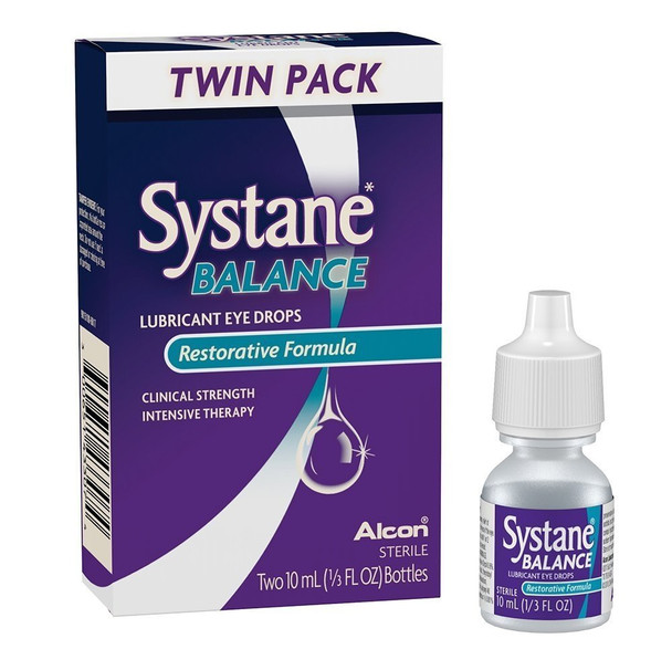 Systane Balance Sterile Lubricant Eye Drop Restorative Formula Twin Pack 0.32 Oz