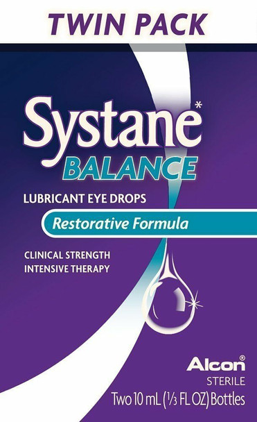 Systane Balance Sterile Lubricant Eye Drop Restorative Formula Twin Pack 0.32 Oz