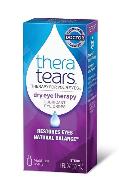 Thera Tears Lubricant Eye Drops Long Lasting Dry Relief Multi Use Sterile 1 oz