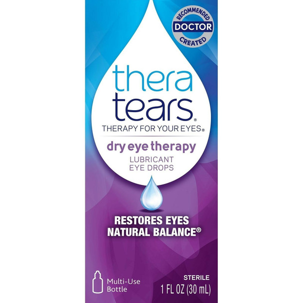 Thera Tears Lubricant Eye Drops Long Lasting Dry Relief Multi Use Sterile 1 oz