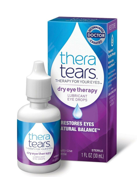 Thera Tears Lubricant Eye Drops Long Lasting Dry Relief Multi Use Sterile 1 oz
