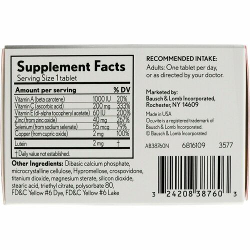 Bausch + Lomb Ocuvite Eye Vitamin & Mineral Supplement Tablets 60 ct Pack of 2
