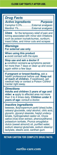 Earth's Care Anti Itch Cream - Steroid Free - Soothes Sunburns, Dry and Itchy Skin, and Minor Skin Irritation 2.4 OZ