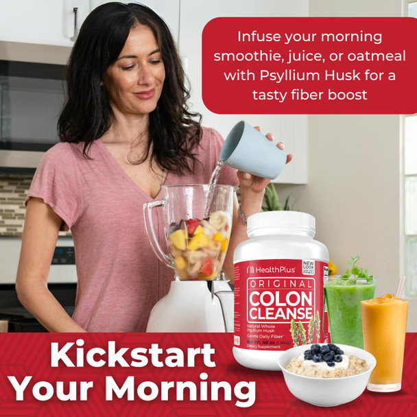 Health Plus Colon Cleanse Digestive Support | All Natural Daily Fiber for Toxin Elimination To Reduce Bloating | Supports Heart Health | 48 Ounces, 194 Servings