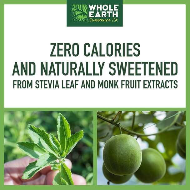 Whole Earth Stevia and Monk Fruit Plant-Based Sweetener, 9.8 Ounce Jar