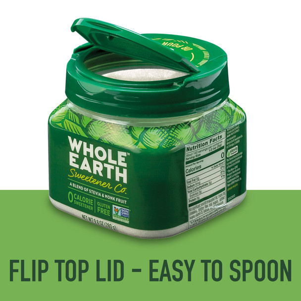 Whole Earth Stevia and Monk Fruit Plant-Based Sweetener, 9.8 Ounce Jar