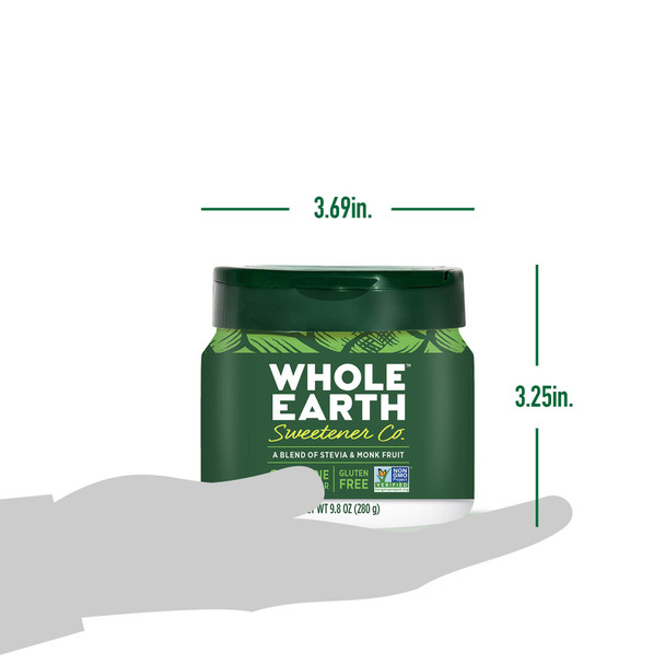 Whole Earth Stevia and Monk Fruit Plant-Based Sweetener, 9.8 Ounce Jar