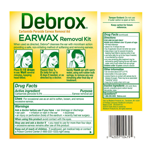 Debrox Ear Wax Removal Kit, Bulb Syringe & 0.5 Fl Oz Ear Wax Removal Drops with Carbamide Peroxide - Remove Earwax Which Can Contribute to Muffled Hearing, Ear Discomforts, and Tinnitus