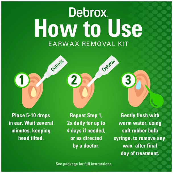 Debrox Ear Wax Removal Kit, Bulb Syringe & 0.5 Fl Oz Ear Wax Removal Drops with Carbamide Peroxide - Remove Earwax Which Can Contribute to Muffled Hearing, Ear Discomforts, and Tinnitus