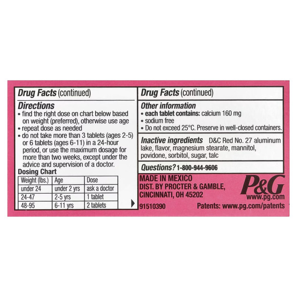 Pepto Bismol Kids Acid Indigestion Heartburn Sour Stomach Upset Stomach Relief Medicine Bubblegum Flavor 24 Chewable Tablets (Packaging May Vary) (OLD)