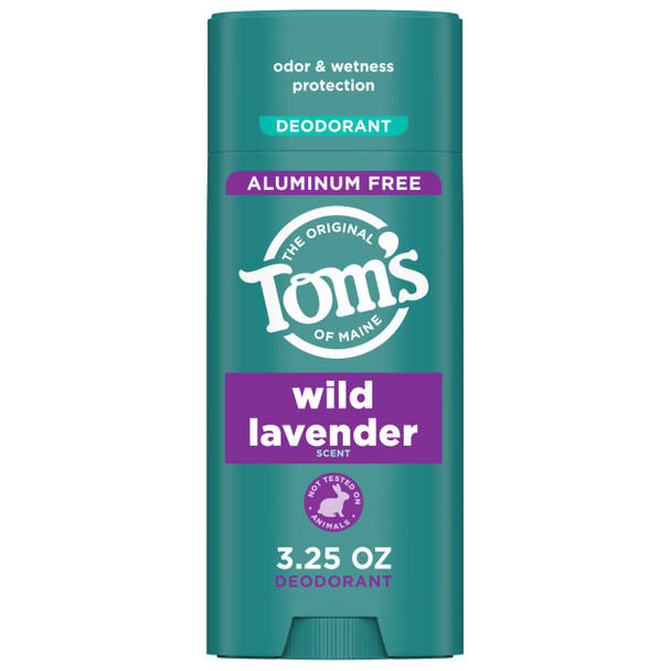 Toms of Maine Wild Lavender Aluminum Free Natural Deodorant For Women & Men | Goes on Clear | Odor & Wetness Protection | Naturally Derived and Moisture-Locking Ingredients | 3.25 oz