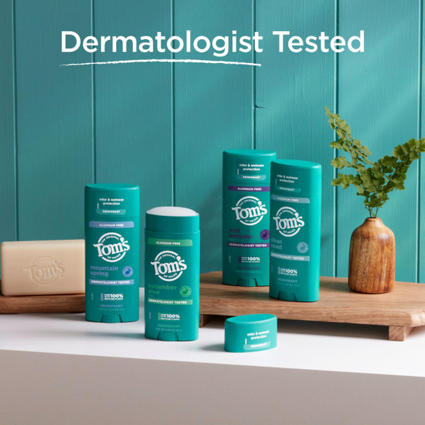 Toms of Maine Wild Lavender Aluminum Free Natural Deodorant For Women & Men | Goes on Clear | Odor & Wetness Protection | Naturally Derived and Moisture-Locking Ingredients | 3.25 oz