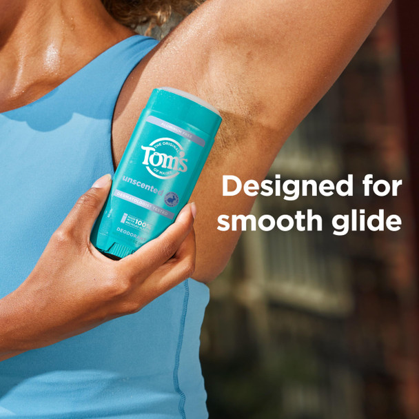 Toms of Maine Unscented Aluminum Free Natural Deodorant For Women & Men | Goes on Clear | Odor & Wetness Protection | Naturally Derived and Moisture-Locking Ingredients | 3.25 oz