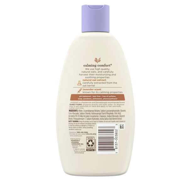 Aveeno Baby Calming Comfort Bath with Relaxing Lavender & Vanilla Scents, Hypoallergenic & Tear-Free Formula, Paraben- & Phthalate-Free, 8 fl. oz