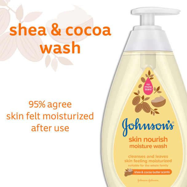 Johnson's Baby Skin Nourishing Moisture Baby Body Wash with Shea & Cocoa Butter, Hypoallergenic & Tear Free Baby Bath Wash, Paraben-, Dye-, Sulfate & Phthalate-Free, 20.3 fl. oz