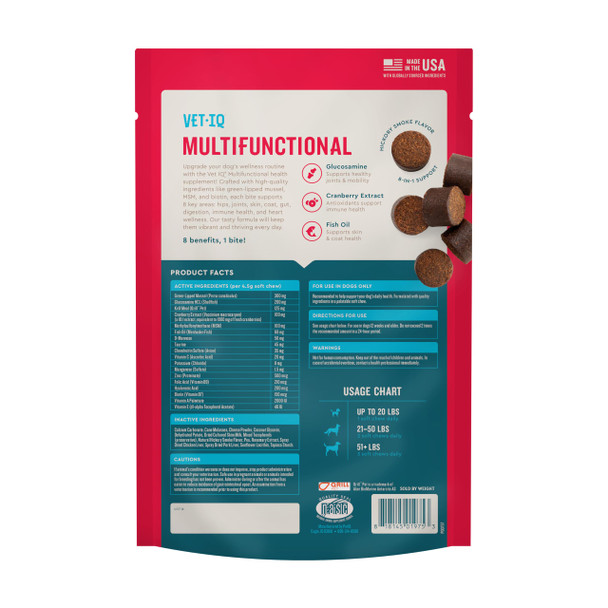 VetIQ 8-in-One Multifunctional Supplement for Dogs, Supports Hip & Joint, Urinary Tract, Immune System, Skin Health and Heart Health, Soft Chews, Made in the USA, 60 Count