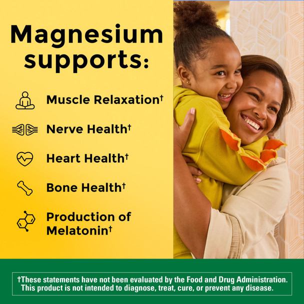 Nature Made High Absorption Magnesium Glycinate Gummies 100 mg per Serving, Muscle, Nerve, Bone and Heart Support, Magnesium Supplement, 40 Magnesium Gummies, 20 Day Supply