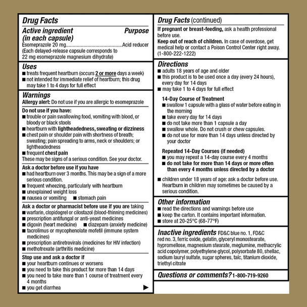 GoodSense Esomeprazole Magnesium Delayed Release Capsules 20 mg, Acid Reducer, Treats Heartburn, 28 Count