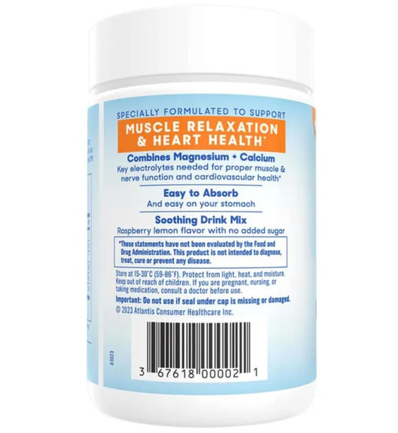 SlowMag® Magnesium Powder, Magnesium + Calcium Supplement Drink Mix, Raspberry Lemon Flavor, Supports Muscle Relaxation & Heart Health, 4oz