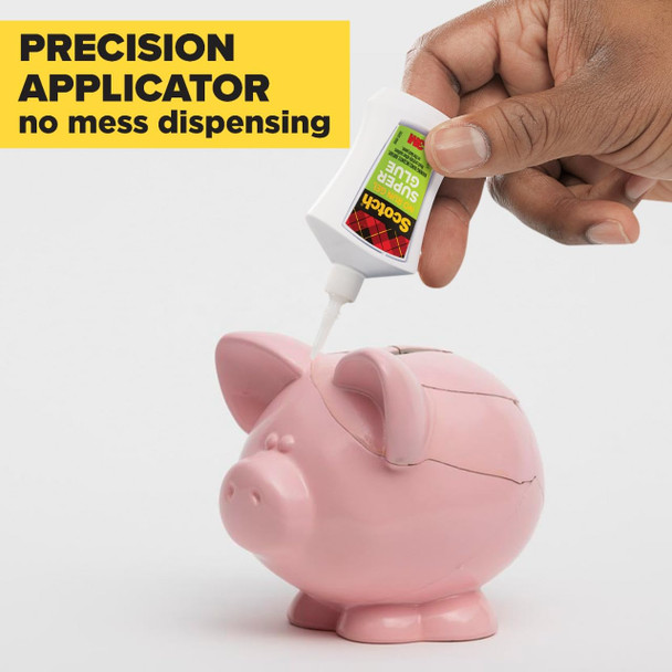 Scotch Super Glue Liquid, Precision Applicator, Fast-Drying, 0.14 oz, Clear, Bonds Plastic, Wood, Metal, Ceramic, Leather, Rubber and More, Single Unit