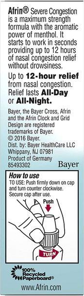 Afrin Allergy Sinus Nasal Spray - Fast and Powerful Nasal Decongestion From Allergies, For Adults and Children 6 Years and Older, 0.50 Fl Oz (Pack of 1)