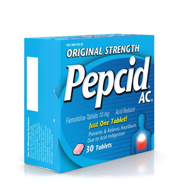 Pepcid AC Original Strength, 10 mg Famotidine for Heartburn Prevention & Relief, 30 ct