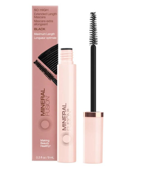 Mineral Fusion So High Extended Length Mascara (Black) - Lengthening Formula For Look of Long, Lush Lashes - Hypoallergenic With Kaolin Clay for Long Wear - No Smudge or Clumps