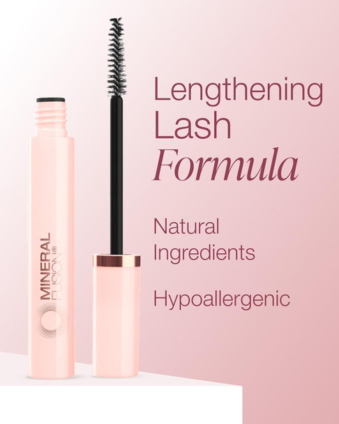 Mineral Fusion So High Extended Length Mascara (Black) - Lengthening Formula For Look of Long, Lush Lashes - Hypoallergenic With Kaolin Clay for Long Wear - No Smudge or Clumps