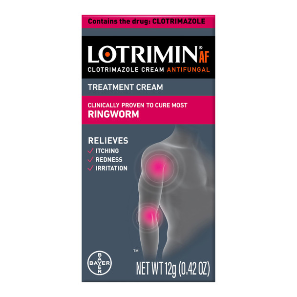 Lotrimin AF Ringworm Cream Clotrimazole 1% - Clinically Proven Effective Antifungal Cream Treatment of Most Ringworm, For Adults and Kids Over 2 years, .42 Ounce (12 Grams)