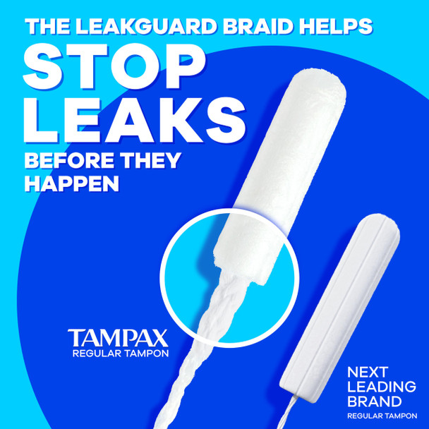 Tampax Pearl Tampons Super Absorbency, With Leakguard Braid, Unscented, 18 Count
