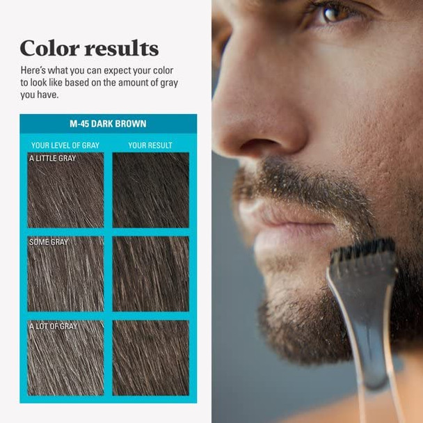 Just For Men Mustache & Beard, Beard Coloring for Gray Hair with Brush Included - Color: Dark Brown, M-45