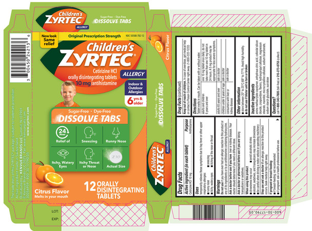 Zyrtec Children's 24 Hour Dissolving Allergy Relief Tablets with 10 mg Cetirizine Hydrochloride Antihista-Mine, Dissolvable Allergy Medicine for Kids Ages 6 Years+, Citrus Flavor, 12 ct