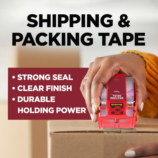 Scotch Secure Seal Packing Tape, Ultra Clear, Reliable and Durable Seal, 1.88 in x 800 in., 1 Packaging Roll with Dispenser