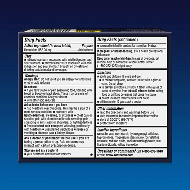 Zantac 360 Maximum Strength Tablets, 50 Count, Heartburn Prevention and Relief, 20 mg Tablets