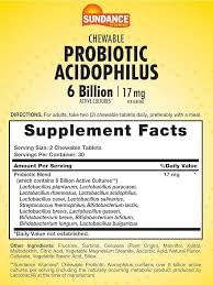 Sundance Probiotic Aciophilus 17mg | 6 Billion Active Cultures | 60 Chewable Tablets | Berry Flavor | Vegetarian, Non-GMO, and Gluten Free Supplement