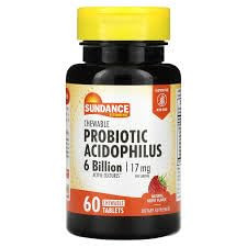 Sundance Probiotic Aciophilus 17mg | 6 Billion Active Cultures | 60 Chewable Tablets | Berry Flavor | Vegetarian, Non-GMO, and Gluten Free Supplement