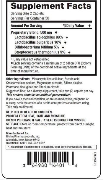 Rising Health - Risa-Bid Caplets - Probiotic Dietary Supplements - 100 caplets