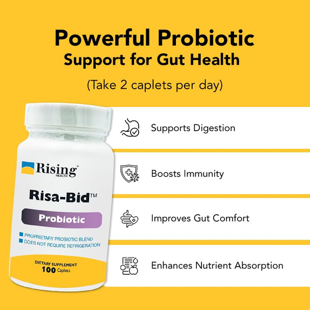 Rising Health - Risa-Bid Caplets - Probiotic Dietary Supplements - 100 caplets