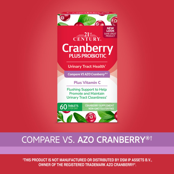 21st Century Cranberry Plus Probiotic Tablets, 60 Count