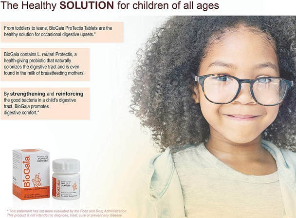 BioGaia Protectis Kids | Probiotic for Ages 3+ | Eases Occasional Digestive Issues & Promotes Regularity | Allergen, Dairy, Soy & Gluten Free | Backed by 30 Years of Research | 30 Day Supply