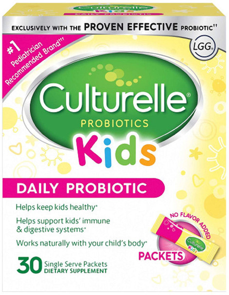 Culturelle Kids Packets Daily Probiotic Supplement | Helps Support a Healthy Immune & Digestive System* | #1 Pediatrician Recommended Brand | 30 Single Packets | Package May Vary