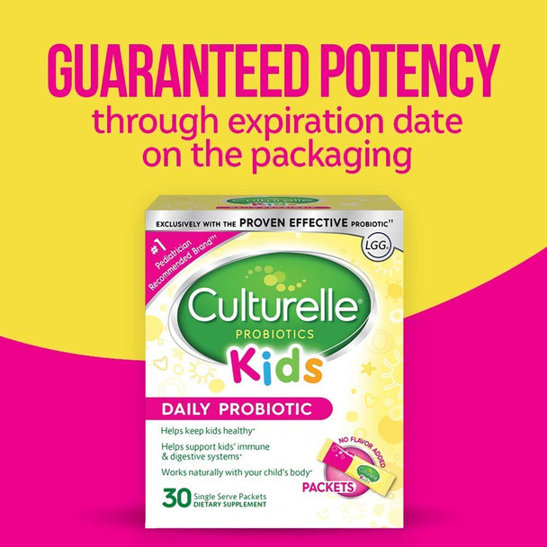 Culturelle Kids Packets Daily Probiotic Supplement | Helps Support a Healthy Immune & Digestive System* | #1 Pediatrician Recommended Brand | 30 Single Packets | Package May Vary