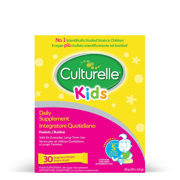 Culturelle Kids Daily Probiotic Supplement - Helps Support a Healthy Immune & Digestive System* - #1 Pediatrician Recommended Brand - For Age 3+ - 30 Single Packets