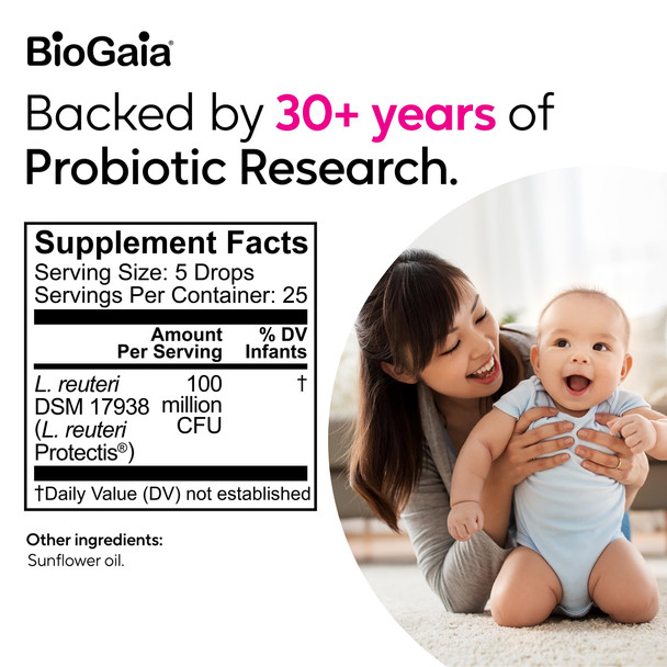 BioGaia Protectis Baby Probiotic Drops | Baby Essentials for Colic & Gas Relief | Safe for Newborns | Ease Crying, Fussing, Colic, Gas, Spit-ups & Constipation | No Dairy, Soy & Gluten | 5mL