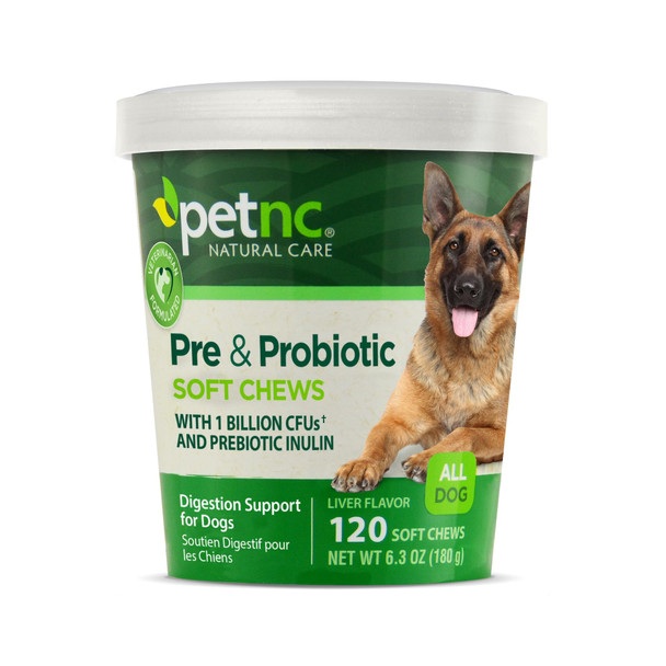 PetNC Natural Care Liver Flavor,Cheese Pre & Probiotic Soft Chews for Dog 120 ct (Pack of 1) (Packaging May Vary)