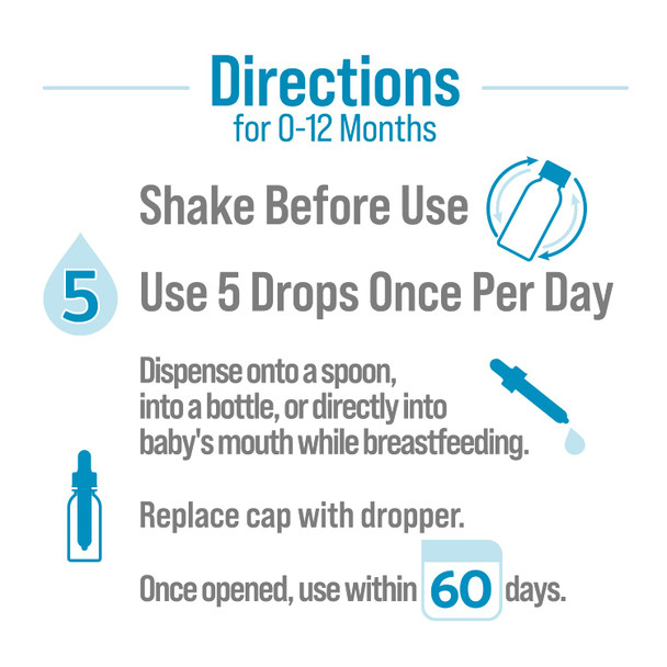 Culturelle Baby Probiotic + Vitamin D Grow & Thrive Drops, 0.30 oz, Infant Probiotics Supplement, Supports Health Development