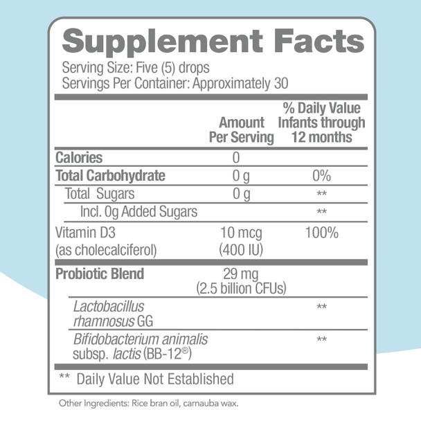 Culturelle Baby Probiotic + Vitamin D Grow & Thrive Drops, 0.30 oz, Infant Probiotics Supplement, Supports Health Development