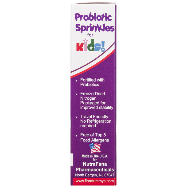 FloraTummys Probiotic Sprinkles Kids 10ct: Taste-Free, Easy-to-Use Probiotic Powder Packets, Non-Dairy, Gluten & Sugar-Free. Non-GMO, Travel Size