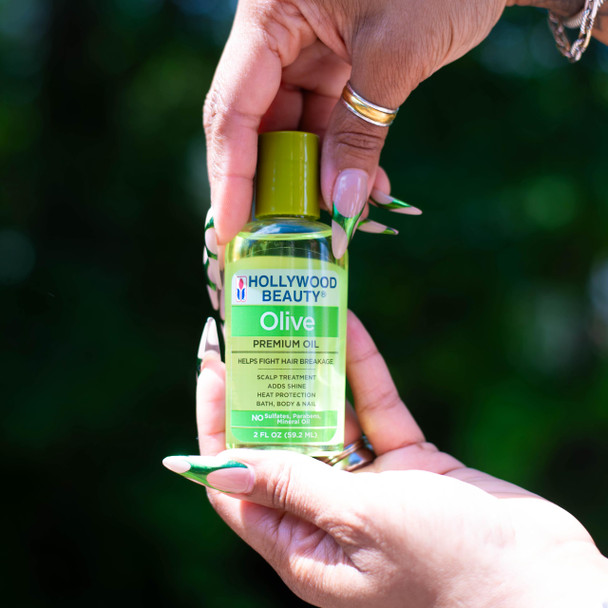 Hollywood Beauty Olive Hair Oil, 2 oz - Fights Hair Breakage, Adds Shine, Heat Protection, Moisturizes Hair & Skin, Antioxidant-Rich