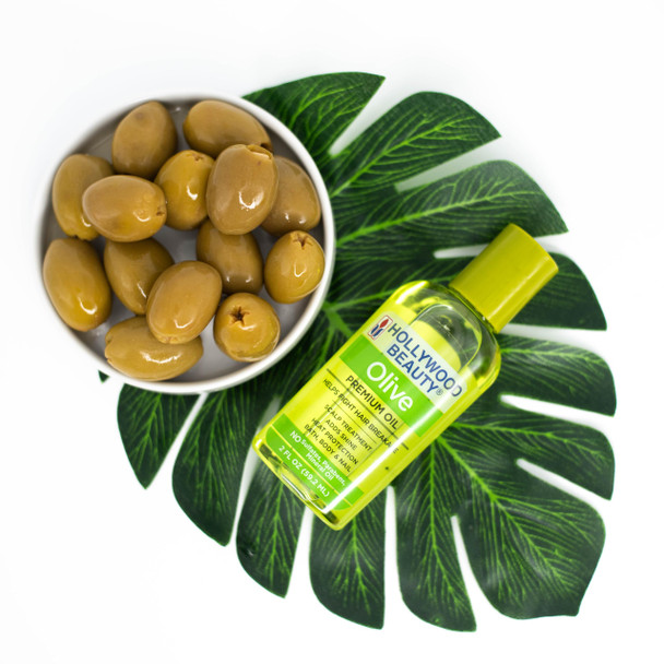 Hollywood Beauty Olive Hair Oil, 2 oz - Fights Hair Breakage, Adds Shine, Heat Protection, Moisturizes Hair & Skin, Antioxidant-Rich
